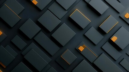 Poster - Black Squares with Gold Edges on Dark Gray Background with Diagonal Geometric Design