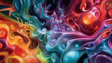 Poster - This mesmerizing abstract art piece showcases vibrant swirls of color, representing the fluidity of emotions and creativity with its bold patterns and ethereal forms blending seamlessly.