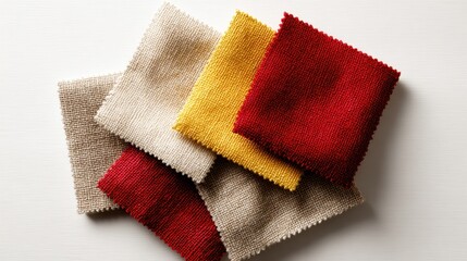 Poster - A collection of vibrantly colored stacked fabric squares is displayed beautifully, showcasing their texture and potential use in a variety of creative design projects.