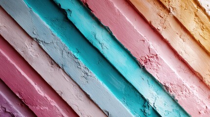 Poster - An intricate display of pastel-colored textured stripes arranged at an angle, creating depth and a sense of harmony in a visually appealing composition.