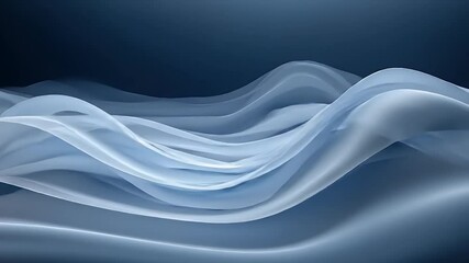 Poster - Minimalist White Curves on Dark Blue Gradient Background with Soft Lighting