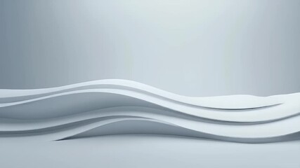 Poster - Abstract White Wave Forms on a Light Grey Background in a Studio Setting