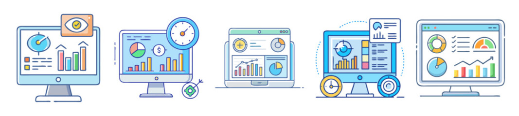 Poster - Various data analytics dashboards showcasing performance metrics and key performance indicators