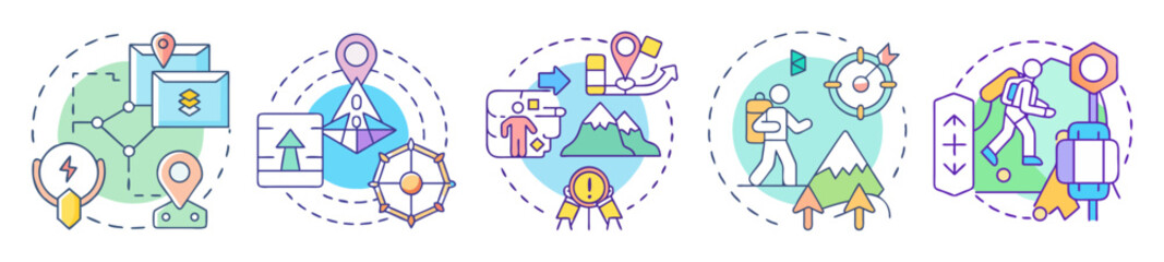 Poster - Icons representing strategic business planning, process improvement and business goals concept