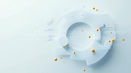 Poster - Abstract White Geometric Design with Golden Spheres on a Clean White Surface