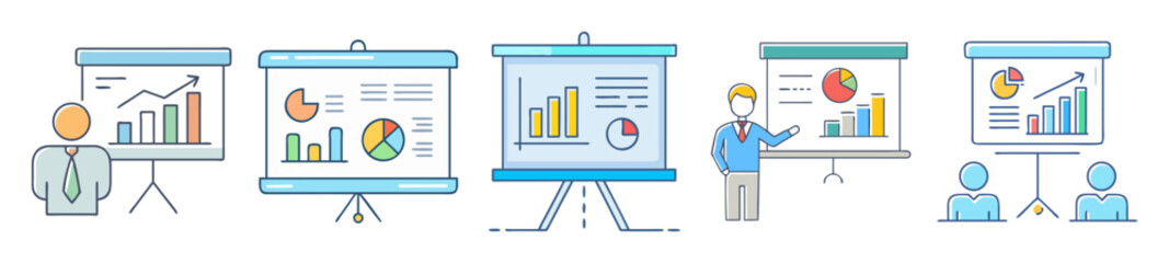 Poster - Colorful business presentations showcasing data driven insights and strategic analysis