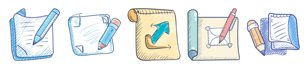 Poster - Artistic handdrawn illustration showcasing planning, writing, and sketching concepts on paper