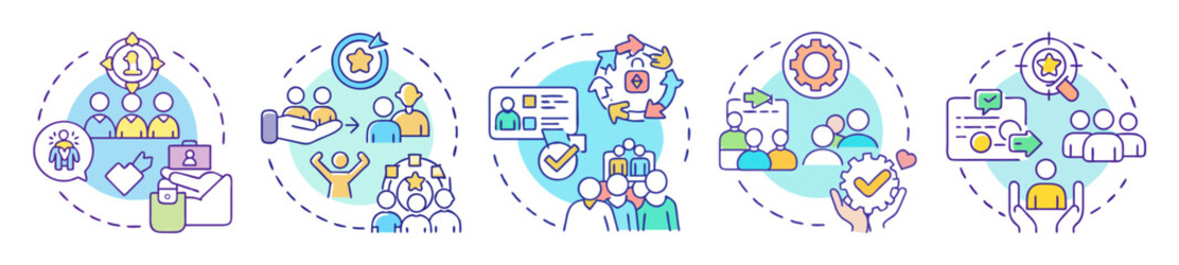 Poster - Conceptual illustrations representing processes and strategies for business success and growth