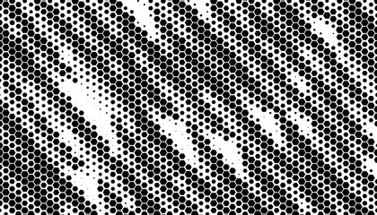 Poster - Black and white abstract halftone pattern with hexagon shape for modern background and jersey design. Vector Format Illustration. EPS10 
