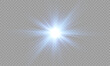 © David - Blue Light Flare with Rays on Transparent Background. Glowing Star Effect PNG