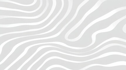 Poster - Wavy white lines flowing across gray surface, generating dynamic abstract pattern with smooth, fluid visual movement