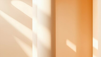 Poster - Elegant Beige Wall with Geometric Columns and Striking Light Play Shadow Patterns