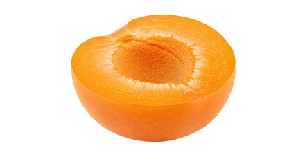 Poster - Freshly cut apricot fruit revealing the juicy inside with a visible pit