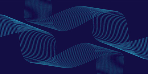 Poster - Abstract glowing wave lines on dark blue background. Dynamic wave pattern. Modern flowing wavy lines. Futuristic technology concept.