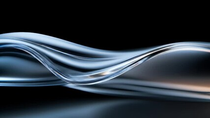Aufkleber - Abstract Blue Liquid Wave Against Black Background with Metallic Reflections