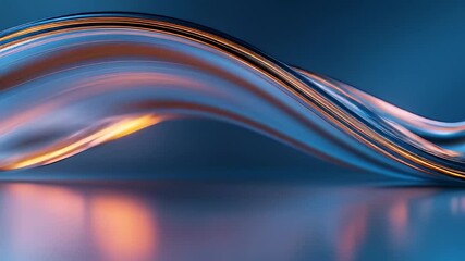 Aufkleber - Abstract Wavy Lines with Metallic Reflections in Blue and Orange Background