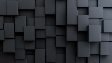 Poster - Abstract Dark Gray Cubes Arranged in Geometric Pattern 3d Rendered Background