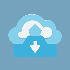 Fototapete - Cloud storage icon with upload and download arrows.