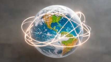 Poster - Global Connectivity: A stunning image showcasing the interconnectedness of our planet. The glowing lines represent the seamless flow of communication and data across the globe.  