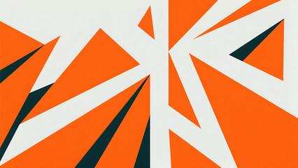 Poster - Abstract geometric pattern featuring orange triangles on a white and dark green background design