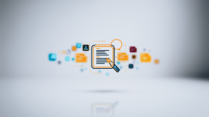 Poster - document analysis: a visually striking depiction of document analysis, featuring a central document 