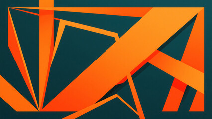 Poster - Abstract design featuring orange geometric shapes against a dark teal background creating a modern look