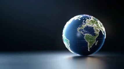 Poster - Global Illumination: The earth is depicted as a radiant sphere against a captivating dark background, reflecting the brilliance of its continents, the oceans, and city lights.