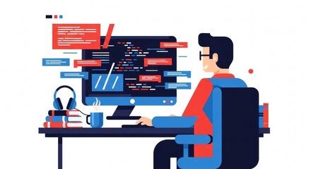 Software Developer at Work Coding, Programming, and Software Development