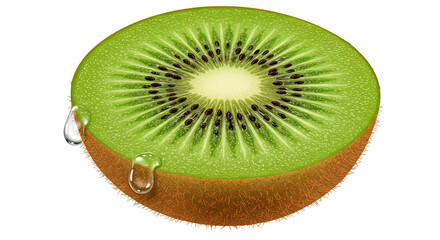 Aufkleber - Detailed illustration of a fresh, juicy kiwi fruit slice with water droplets