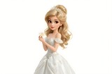 Animated princess in white gown, holding flower