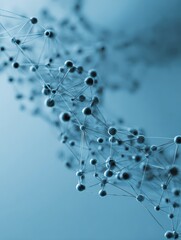 Poster - Background with a network of connected dots and lines, a social media concept for community building or marketing campaigns. 3D rendering illustration with copy space on a light blue backdrop.