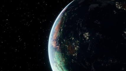 Wall Mural - 3d render of earth half in light, half in shadow against space