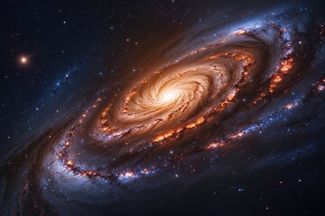 Wall Mural - Captivating Spiral Galaxy with Cosmic Dust Against a Breathtaking Space Landscape