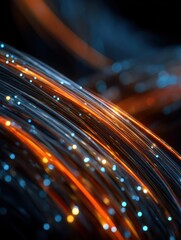 Poster - abstract background glowing light rays blurred fiber-optic cables digital technology innovation