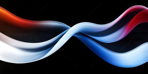 Poster - 
Black, white, blue, red, abstract color background gradient blend wave. The image captures the smooth, flowing movement of colors


