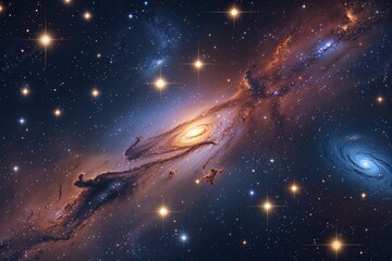 Wall Mural - stunning cosmic space background with stars nebula and galaxy elements