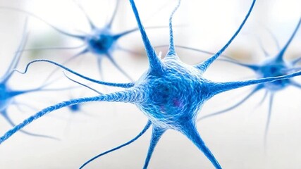 Poster - Neuron detail : A close-up, artistically rendered depiction of a neuron, exhibiting intricate details of the cell body, dendrites, and axon.