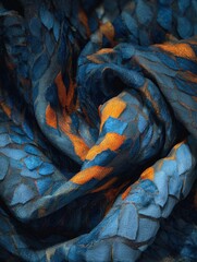 Poster - Textured blues with orange details inside