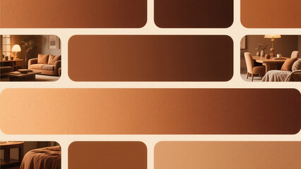 Poster - Collage of interior design elements with brown tones and furniture arrangements in a modern style