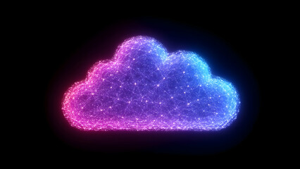 Fototapete - Illuminated Cloud Technology Artificial Intelligence and Data Storage Digital Connection Concept Illustration
