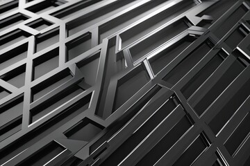 Poster - Stunning Cyber Overlay with Linear Diamond Pattern in Black and White Grayscale Design