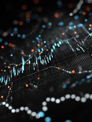 Poster - holographic of business chart in digital lines and dots concept