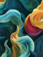 Poster - Abstract paper waves in vibrant colors