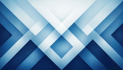 Poster - abstract layered blue geometric pattern with intersecting textured rectangles and diamond shapes for modern web design, tech branding, or print background

