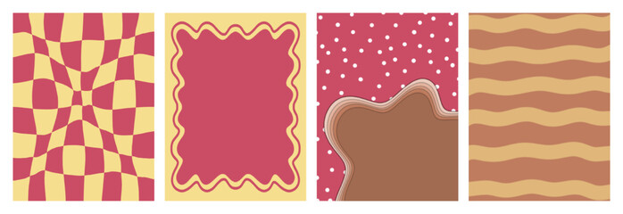 Leinwandbilder - The bright pink, brown and yellow background color collection, both spotted and framing, is used in various decorations.