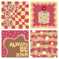 Leinwandbilder - The bright pink, brown and yellow background color collection, both spotted and framing, is used in various decorations.
