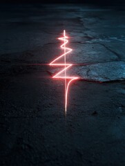 Poster - Luminous lifeline, A pulsing heartbeat over textured darkness