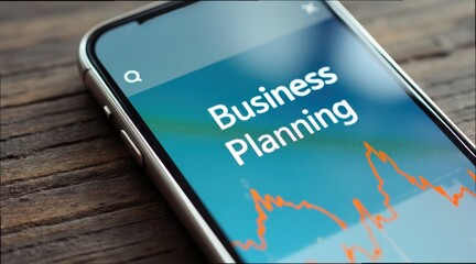 Poster - Business Planning App Interface on Smartphone Screen Close-Up