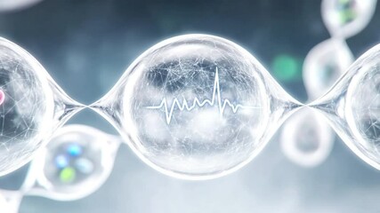 Poster - DNA Strand and Heartbeat: A visually stunning representation of the intertwining of biology and life, with a focus on DNA structure and vital signs in a mesmerizing composition.