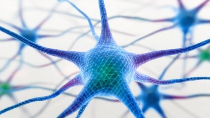 Aufkleber - Neural Network Connection: Microscopic view of a complex neural network, showcasing intricate connections and vibrant colors, highlighting the beauty and complexity of the human brain.